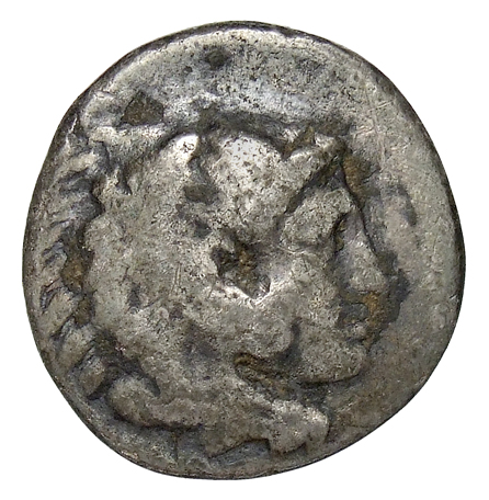 PRICE 2569 Alexander III obverse, Head of beardless Heracles right wearing lion skin headdress
