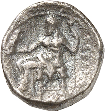 PRICE 2572 Alexander III reverse — Zeus seated on stool-throne left, eagle on outstretched right hand, sceptre in left hand