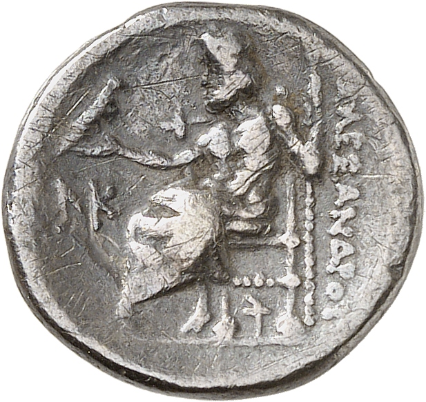 PRICE 2580 Alexander III reverse, Zeus seated on stool-throne left, eagle on outstretched right hand, sceptre in left hand