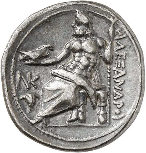 PRICE 2582 Alexander III reverse, Zeus seated on stool-throne left, eagle on outstretched right hand, sceptre in left hand