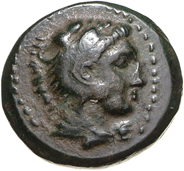 PRICE 266 Alexander III obverse, Head of beardless Heracles right wearing lion skin headdress