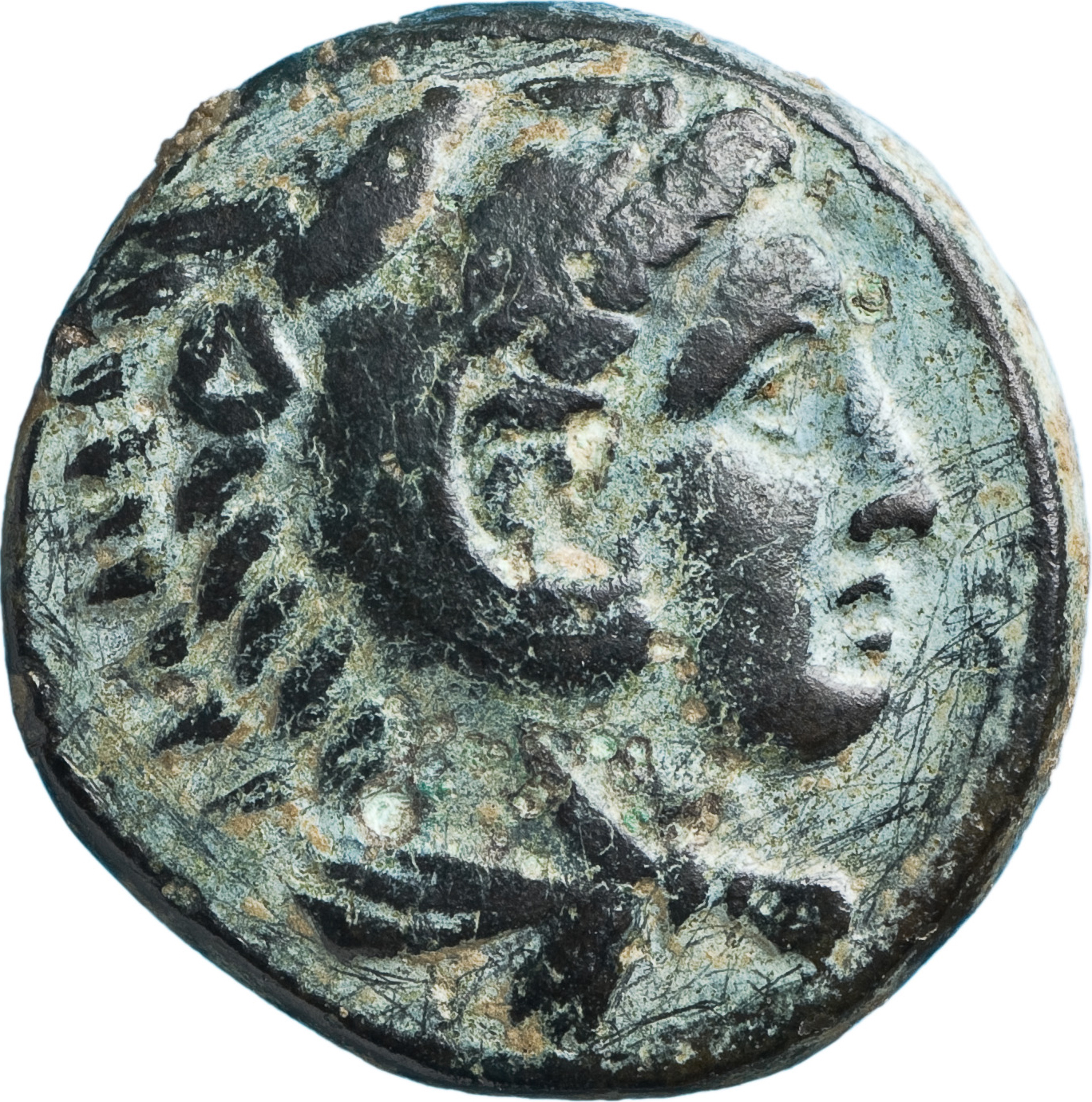 PRICE 275 Alexander III obverse — Head of beardless Heracles right wearing lion skin headdress