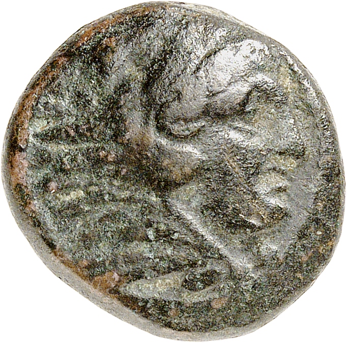 PRICE 277 Alexander III obverse, Head of beardless Heracles right wearing lion skin headdress