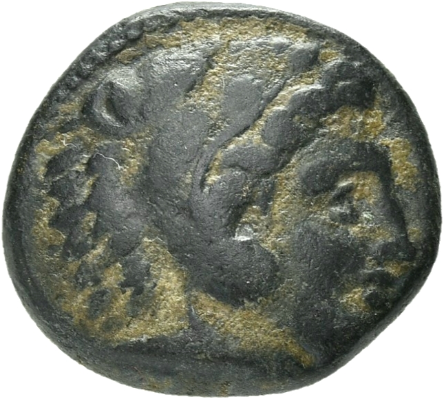 PRICE 277 Alexander III obverse — Head of beardless Heracles right wearing lion skin headdress
