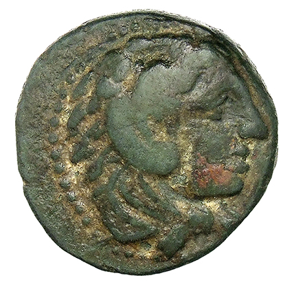 PRICE 28 Alexander III obverse — Head of beardless Heracles right wearing lion skin headdress