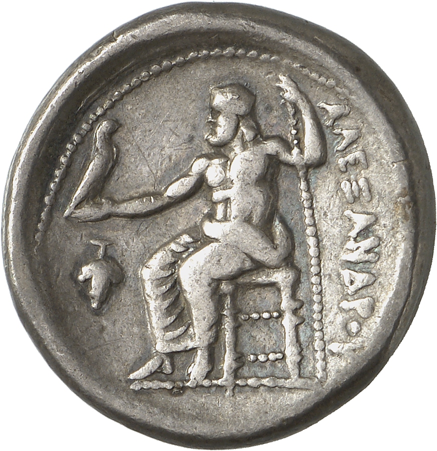 PRICE 29 Alexander III reverse, Zeus seated on stool-throne left, eagle on outstretched right hand, sceptre in left hand