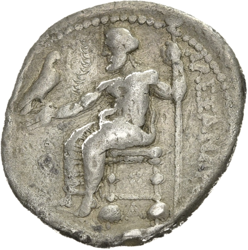 PRICE 2995 Alexander III reverse — Zeus seated on stool-throne left, eagle on outstretched right hand, sceptre in left hand