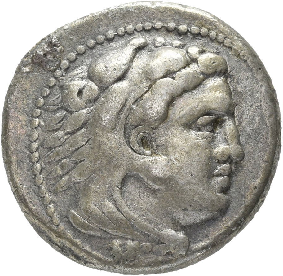 PRICE 3000 Alexander III obverse — Head of beardless Heracles right wearing lion skin headdress