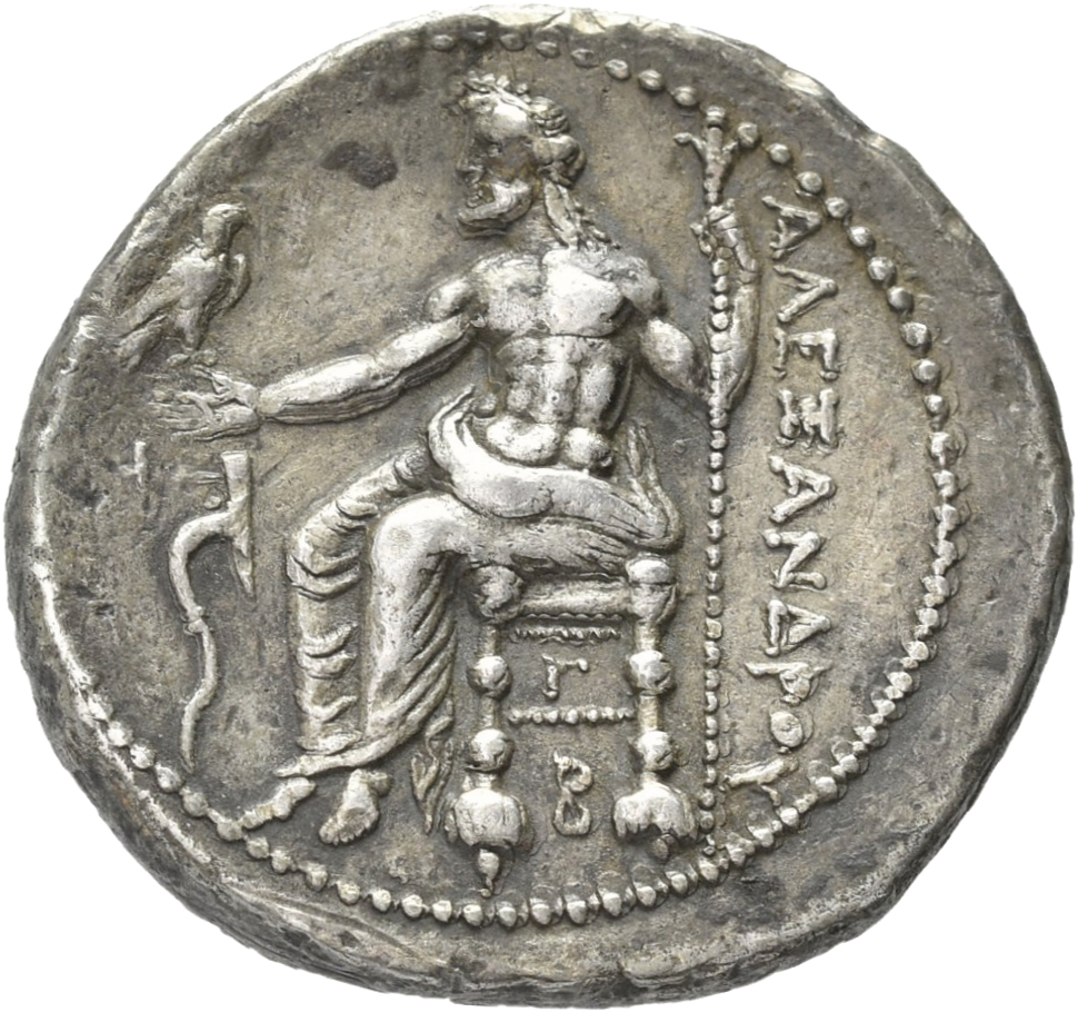 PRICE 3011 Alexander III reverse, Zeus seated on stool-throne left, eagle on outstretched right hand, sceptre in left hand