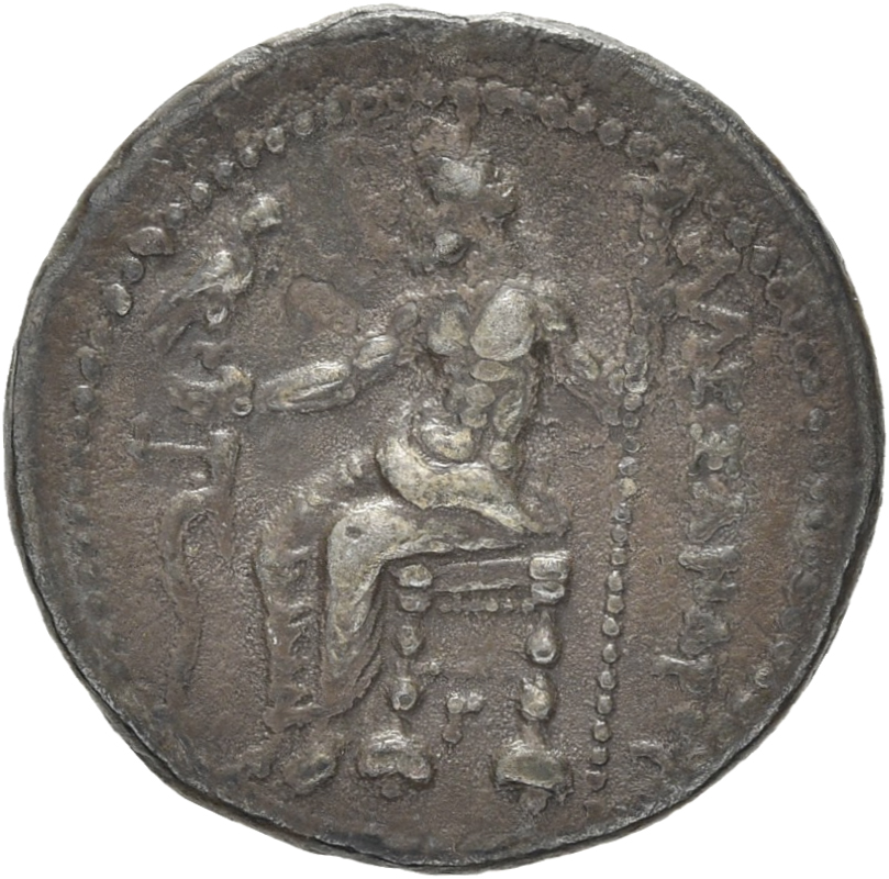 PRICE 3013 Alexander III reverse — Zeus seated on stool-throne left, eagle on outstretched right hand, sceptre in left hand