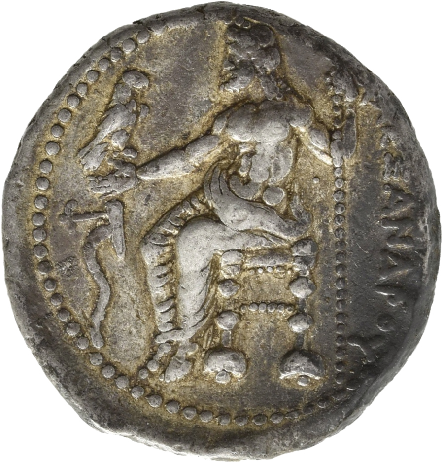PRICE 3016 Alexander III reverse, Zeus seated on stool-throne left, eagle on outstretched right hand, sceptre in left hand