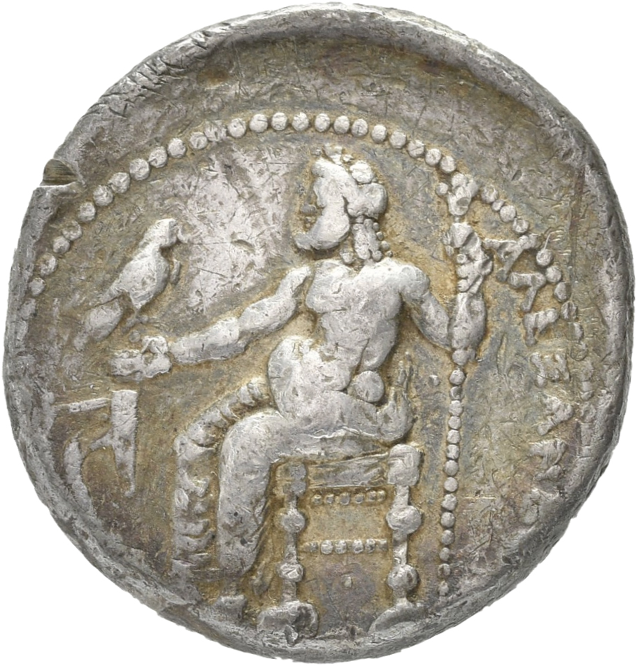 PRICE 3018 Alexander III reverse, Zeus seated on stool-throne left, eagle on outstretched right hand, sceptre in left hand