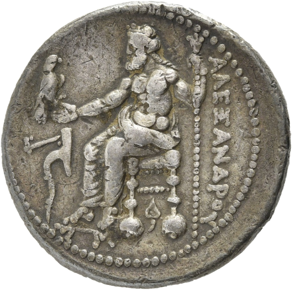 PRICE 3023 Alexander III reverse, Zeus seated on stool-throne left, eagle on outstretched right hand, sceptre in left hand