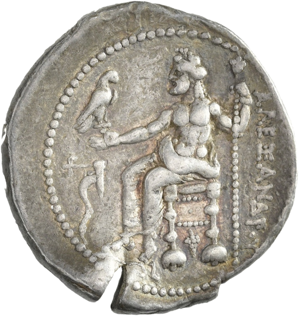 PRICE 3026 Alexander III reverse, Zeus seated on stool-throne left, eagle on outstretched right hand, sceptre in left hand