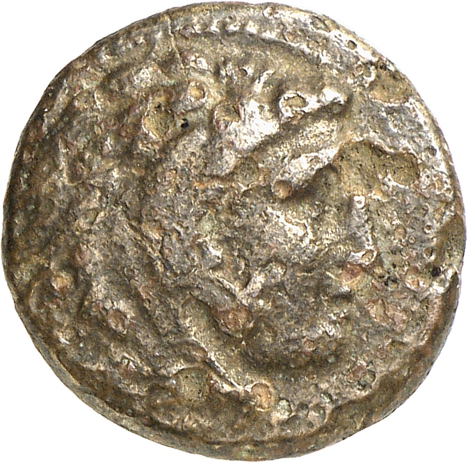 PRICE 3028 Alexander III obverse, Head of beardless Heracles right wearing lion skin headdress