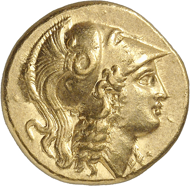PRICE 3125 Alexander III obverse — Head of Athena right wearing Corinthian helmet with crest