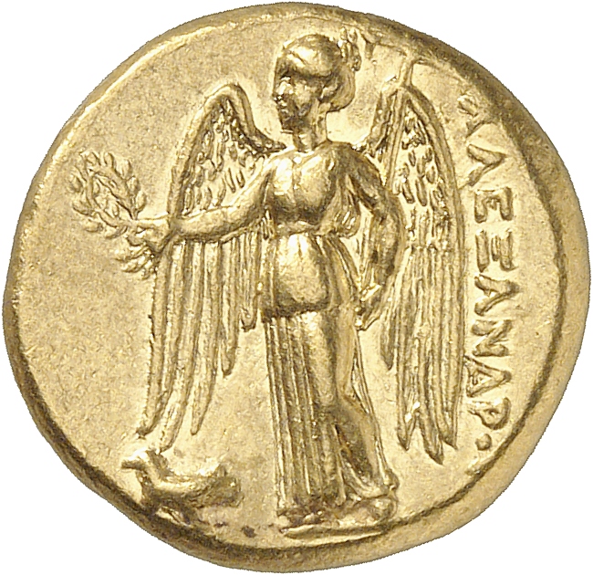 PRICE 3125 Alexander III reverse — Nike standing left holding wreath in right hand, and stylis in her left hand