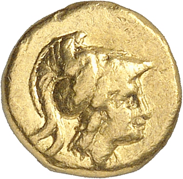 PRICE 3131 Alexander III obverse, Head of Athena right wearing Corinthian helmet with crest