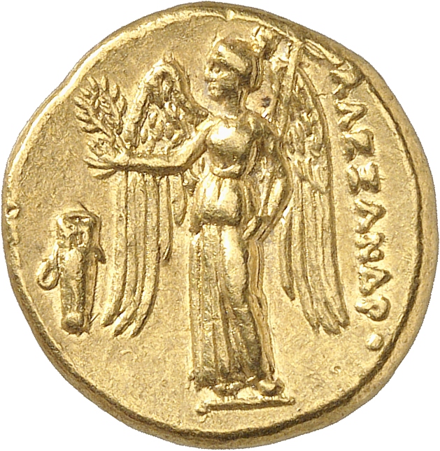 PRICE 3135 Alexander III reverse, Nike standing left holding wreath in right hand, and stylis in her left hand