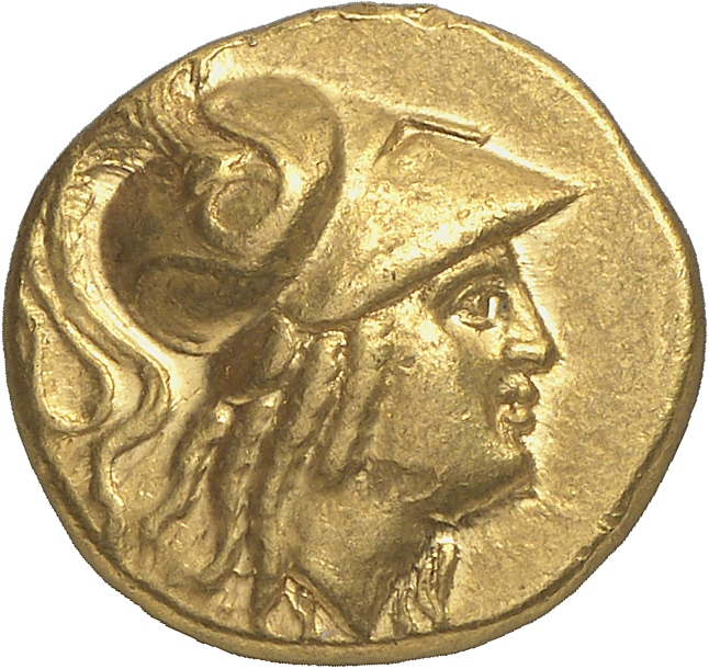 PRICE 3137 Alexander III obverse — Head of Athena right wearing Corinthian helmet with crest