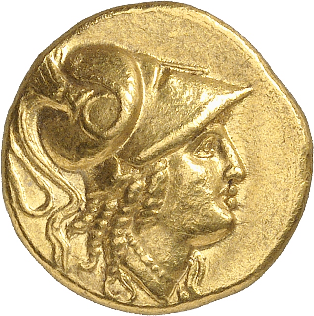 PRICE 3138 Alexander III obverse, Head of Athena right wearing Corinthian helmet with crest