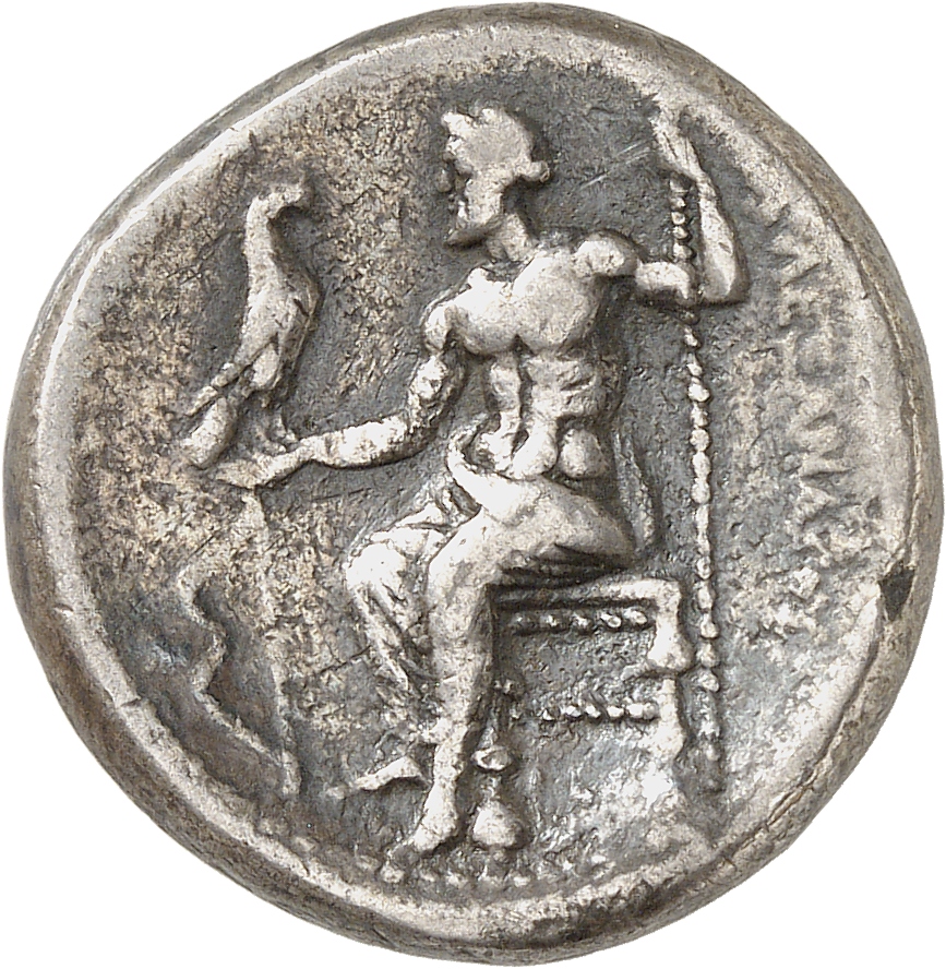 PRICE 3139 Alexander III reverse, Zeus seated on stool-throne left, eagle on outstretched right hand, sceptre in left hand