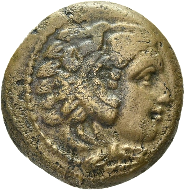 PRICE 314 Alexander III obverse — Head of beardless Heracles right wearing lion skin headdress