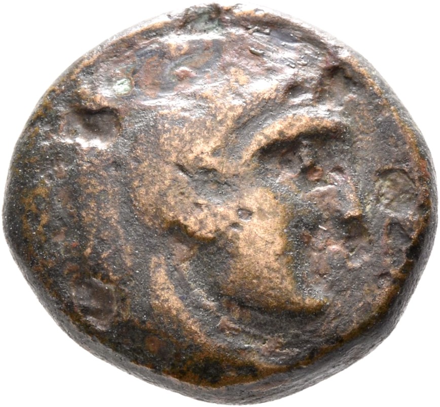 PRICE 3145 Alexander III obverse — Head of beardless Heracles right wearing lion skin headdress
