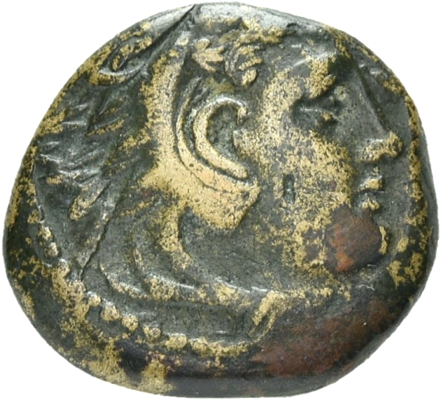 PRICE 316 Alexander III obverse, Head of beardless Heracles right wearing lion skin headdress
