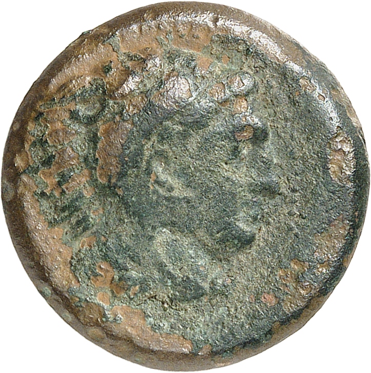 PRICE 318 Alexander III obverse, Head of beardless Heracles right wearing lion skin headdress