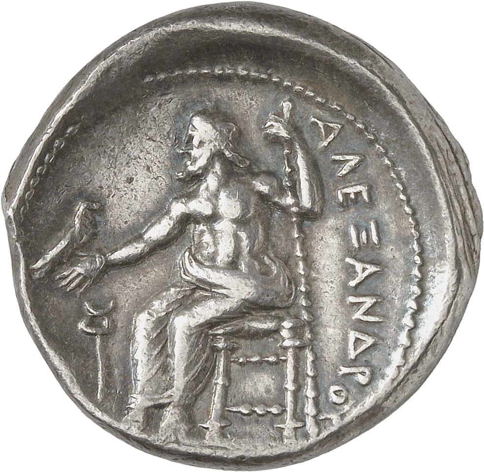 PRICE 32 Alexander III reverse, Zeus seated on stool-throne left, eagle on outstretched right hand, sceptre in left hand