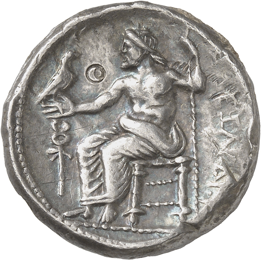 PRICE 32 Alexander III reverse — Zeus seated on stool-throne left, eagle on outstretched right hand, sceptre in left hand