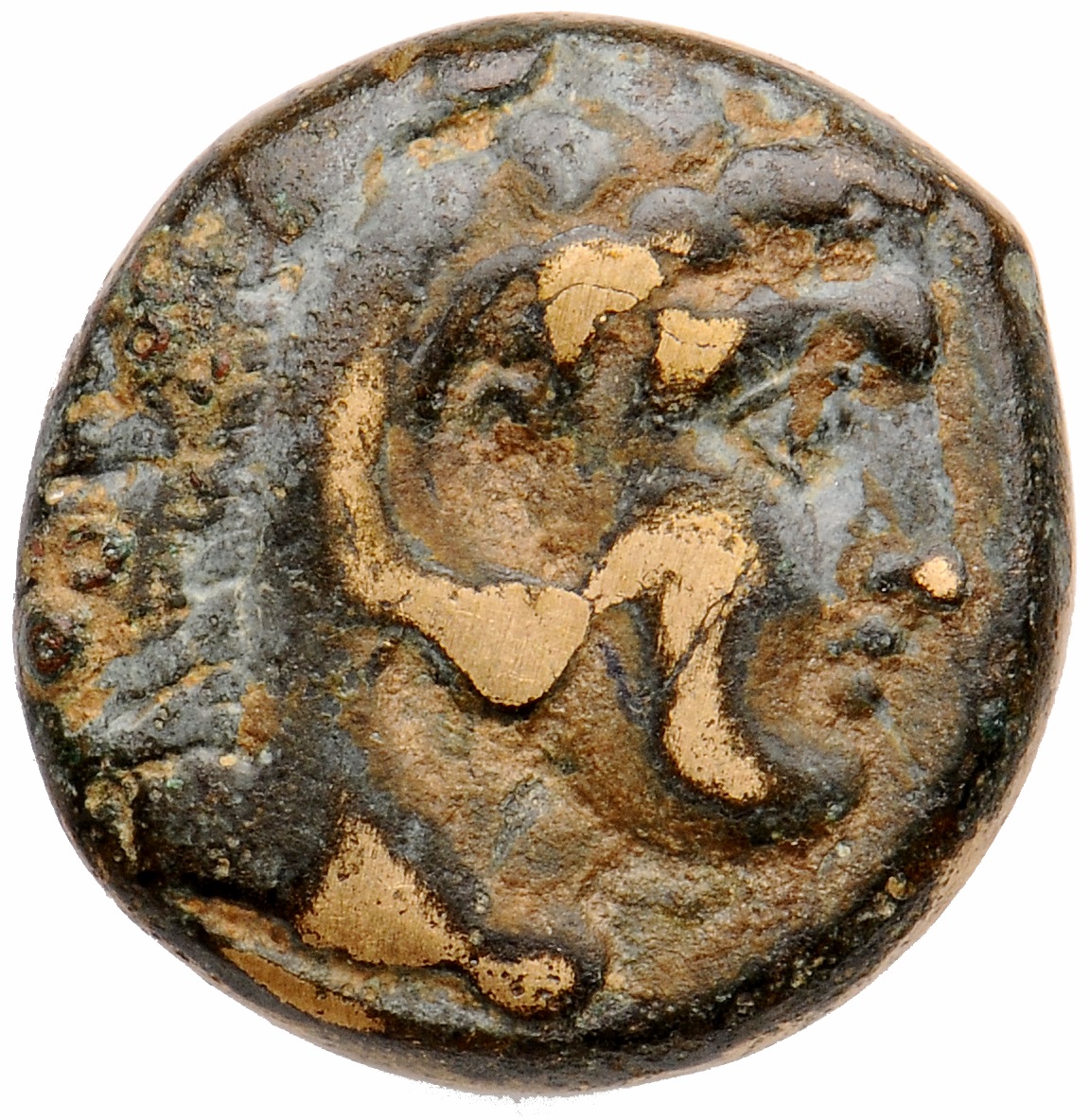 PRICE 320 Alexander III obverse — Head of beardless Heracles right wearing lion skin headdress