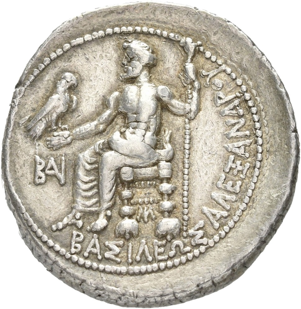 PRICE 3228 Alexander III reverse, Zeus seated on stool-throne left, eagle on outstretched right hand, sceptre in left hand