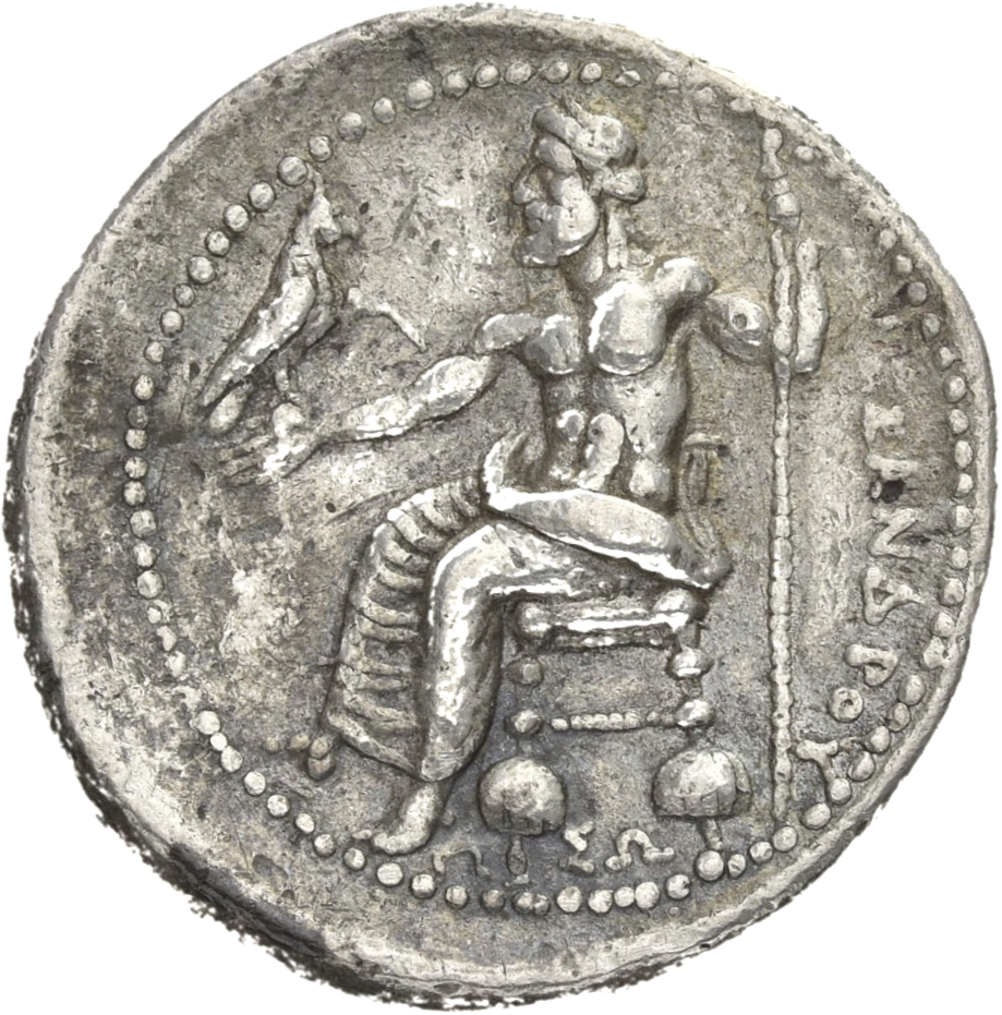 PRICE 3241 Alexander III reverse, Zeus seated on stool-throne left, eagle on outstretched right hand, sceptre in left hand