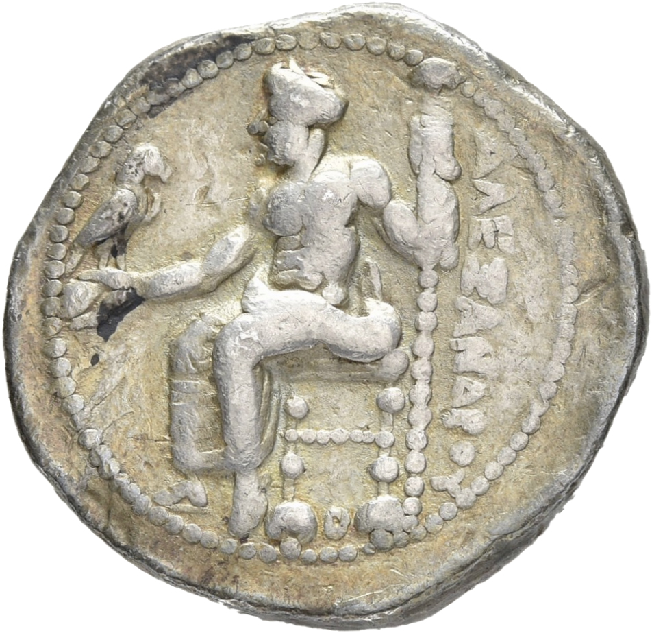 PRICE 3244 Alexander III reverse, Zeus seated on stool-throne left, eagle on outstretched right hand, sceptre in left hand