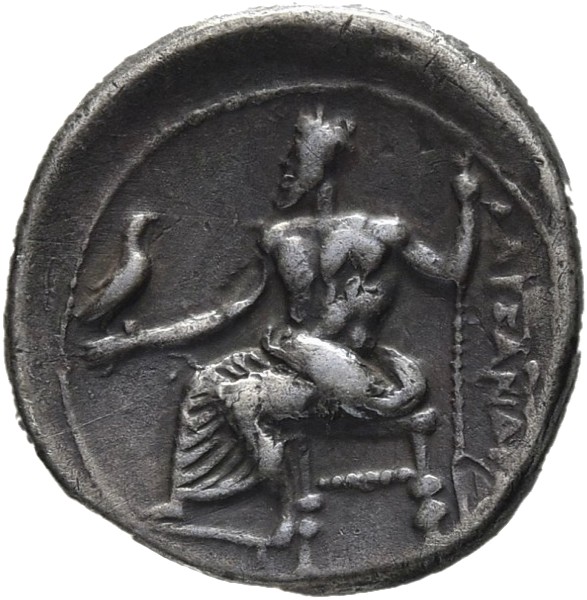 PRICE 3245 Alexander III reverse, Zeus seated on stool-throne left, eagle on outstretched right hand, sceptre in left hand