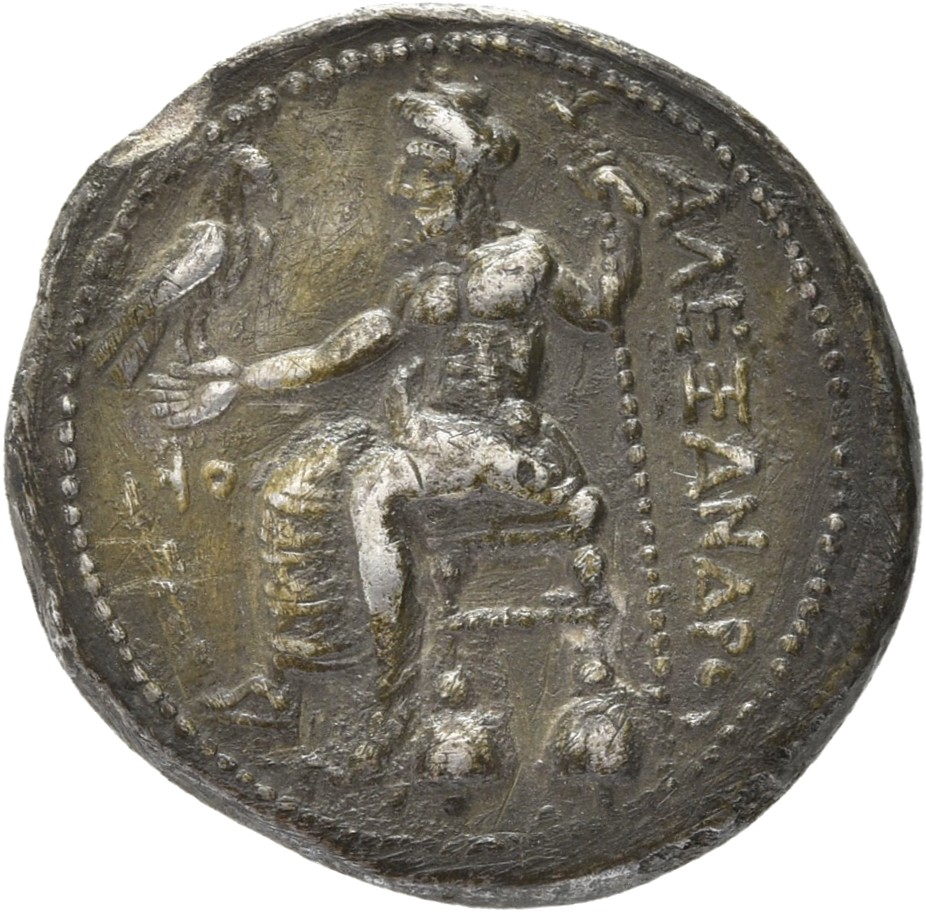 PRICE 3248 Alexander III reverse, Zeus seated on stool-throne left, eagle on outstretched right hand, sceptre in left hand