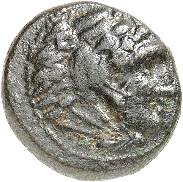 PRICE 325 Alexander III obverse, Head of beardless Heracles right wearing lion skin headdress