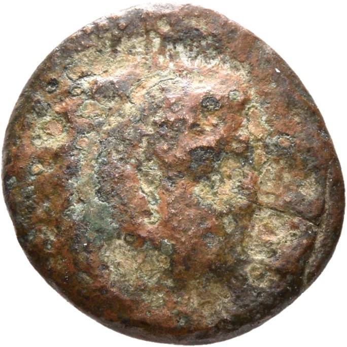 PRICE 326A Alexander III obverse, Head of beardless Heracles right wearing lion skin headdress