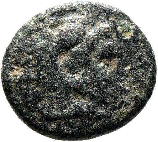 PRICE 327 Alexander III obverse, Head of beardless Heracles right wearing lion skin headdress