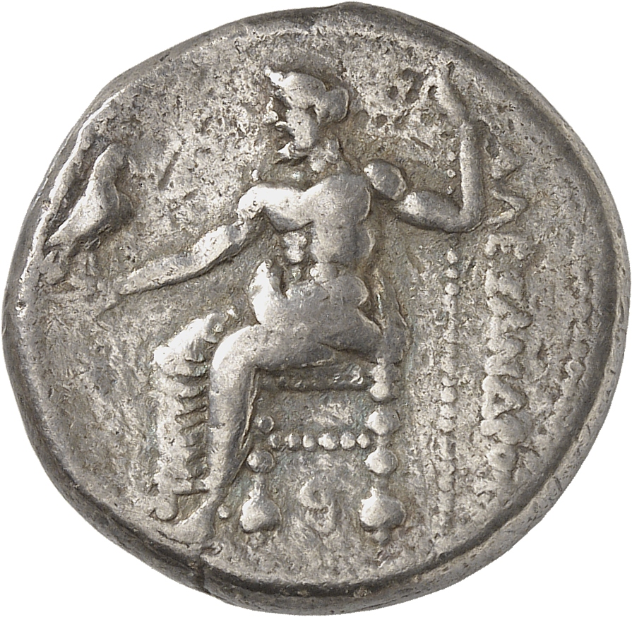 PRICE 3468 Alexander III reverse, Zeus seated on stool-throne left, eagle on outstretched right hand, sceptre in left hand