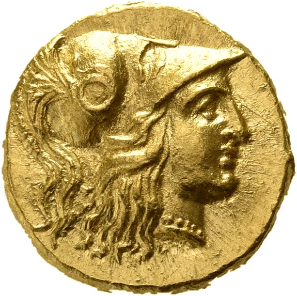 PRICE 3482 Alexander III obverse, Head of Athena right wearing Corinthian helmet with crest