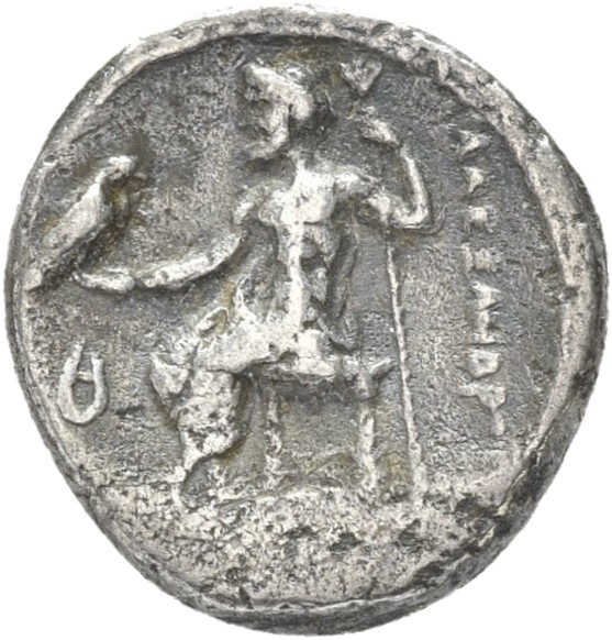 PRICE 3488 Alexander III reverse — Zeus seated on stool-throne left, eagle on outstretched right hand, sceptre in left hand