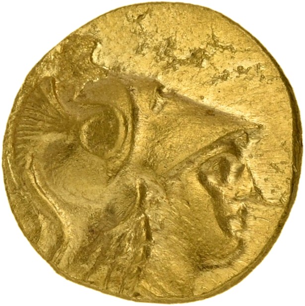 PRICE 3494 Alexander III obverse, Head of Athena right wearing Corinthian helmet with crest