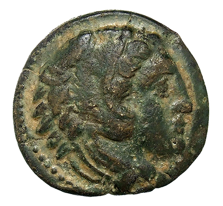 PRICE 35 Alexander III obverse — Head of beardless Heracles right wearing lion skin headdress