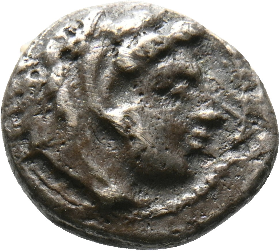 PRICE 3606 Alexander III obverse, Head of beardless Heracles right wearing lion skin headdress