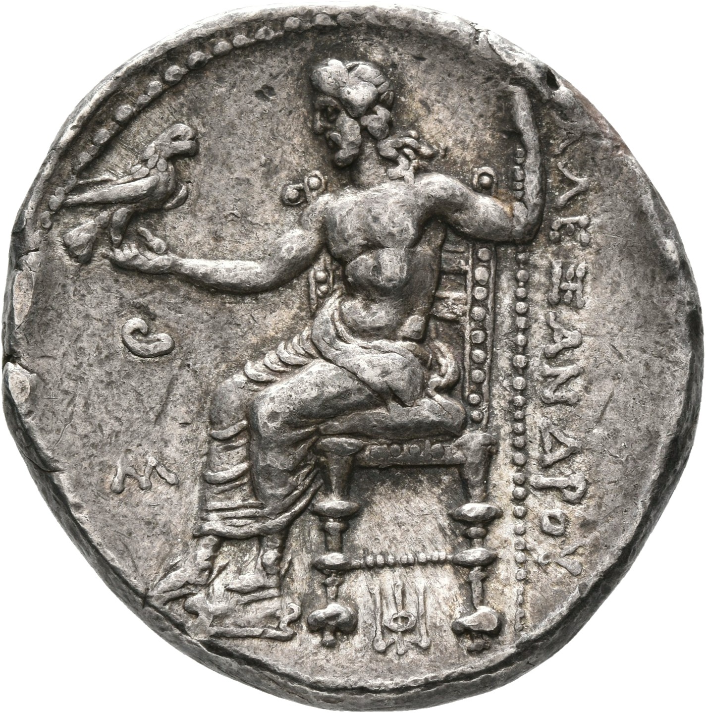 PRICE 3611 Alexander III reverse, Zeus seated on stool-throne left, eagle on outstretched right hand, sceptre in left hand