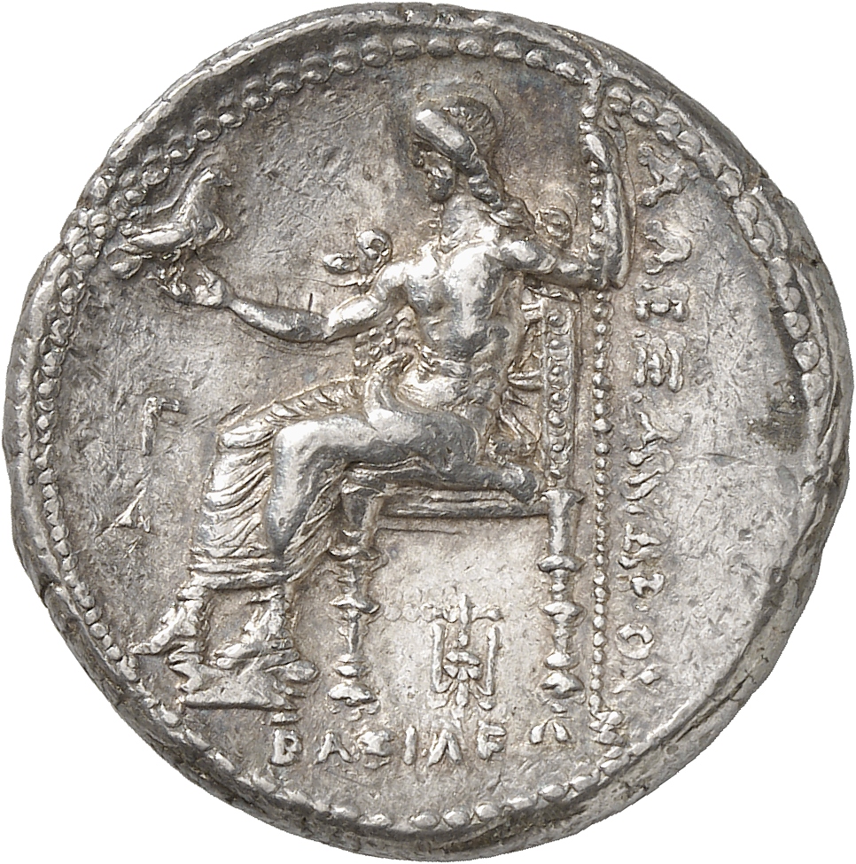 PRICE 3677 Alexander III reverse, Zeus seated on stool-throne left, eagle on outstretched right hand, sceptre in left hand
