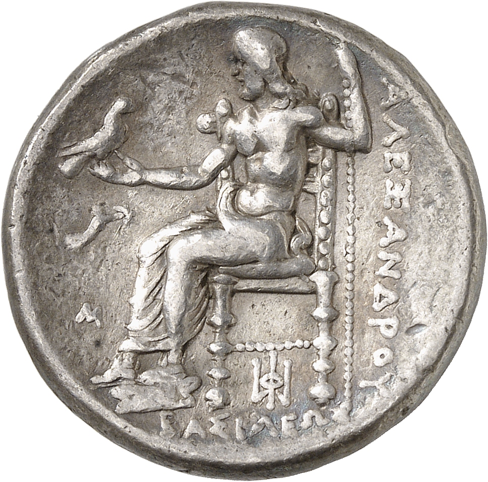 PRICE 3678 Alexander III reverse, Zeus seated on stool-throne left, eagle on outstretched right hand, sceptre in left hand